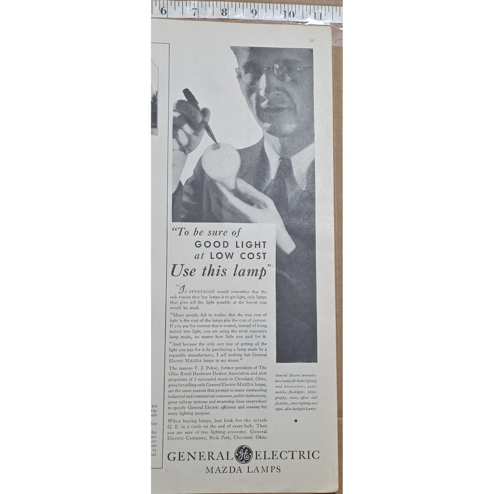 1927 & 1932 Edison Mazda Lamps General Electric Advertisement Print x 3